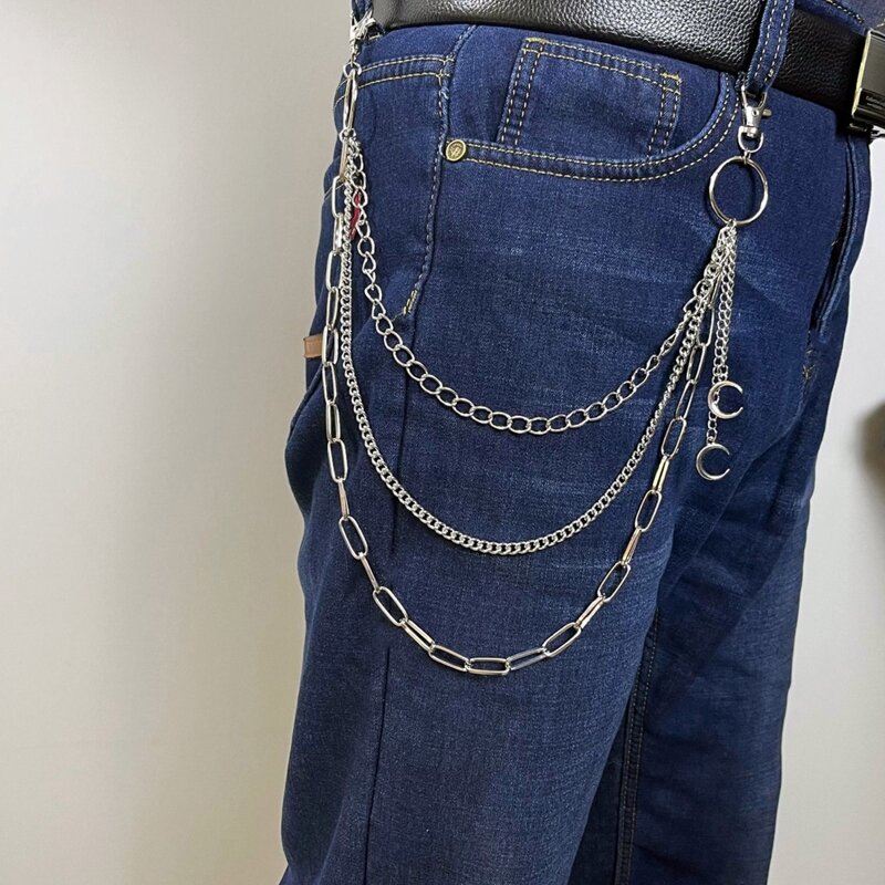 Unissex estilo punk correntes para calças correntes resistentes hip hop calças jeans corrente com lagosta fechos para carteira chaves dropship