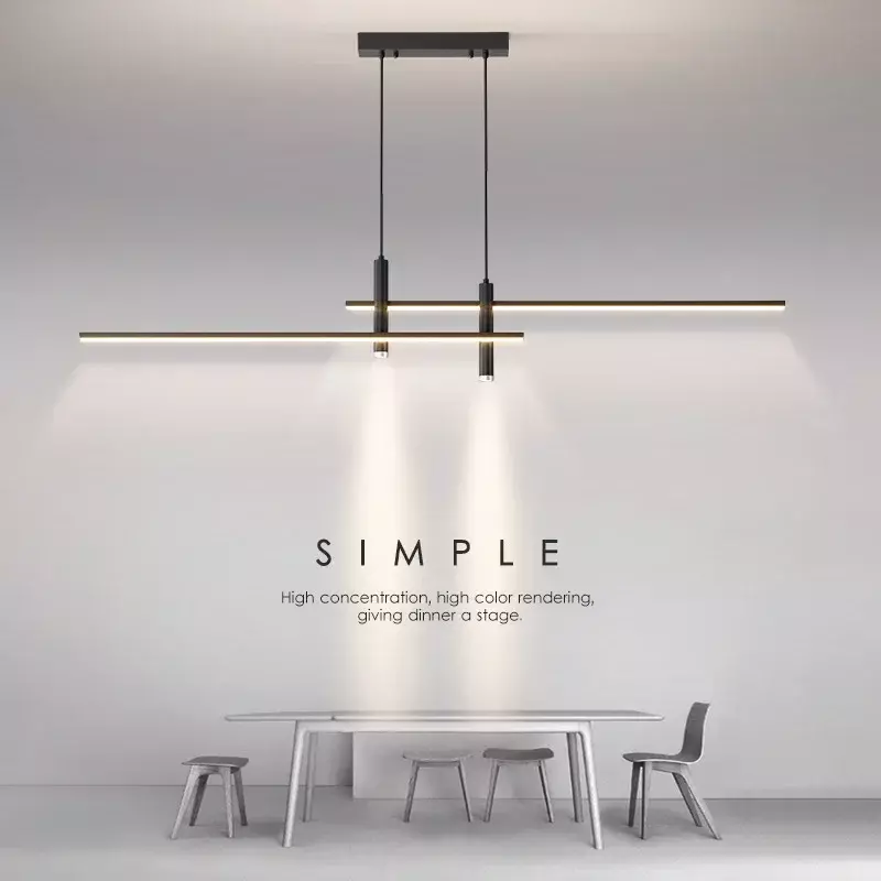 2023 Dining Table Led Pendant Lamp Black Gold Minimalist for Kitchen Living Room Chandelier Home Decor Lighting Luster Fixture