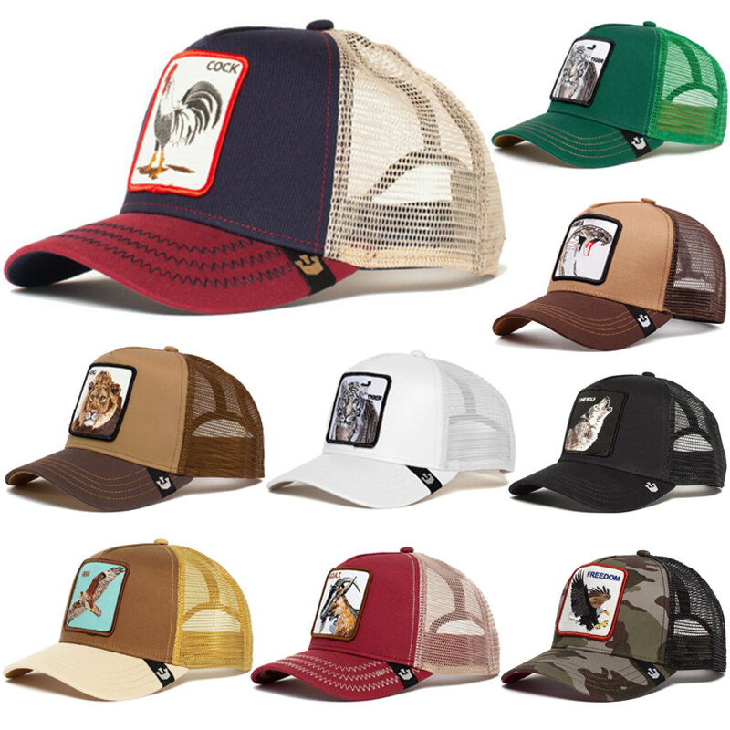 หมวกเบสบอลแฟชั่นรูปสัตว์หมวกแก๊ปฮิปฮอปปักลายสำหรับผู้ชายหมวกคู่สไตล์กระบังแสงปรับกระดูก Topi jala ได้สำหรับคนขับรถบรรทุก