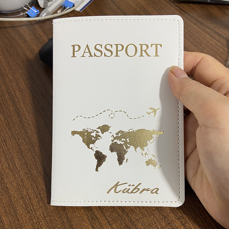 Funda de pasaporte con nombre personalizado, funda de corona King y Queen para pasaporte, billetera de viaje de cuero Pu