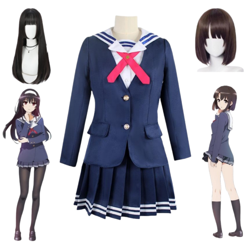 Traje de Cosplay Anime Saekano com Peruca, Como criar uma namorada chata, Megumi Kato Kasumigaoka Utaha uniforme escolar, Terno de marinheiro JK