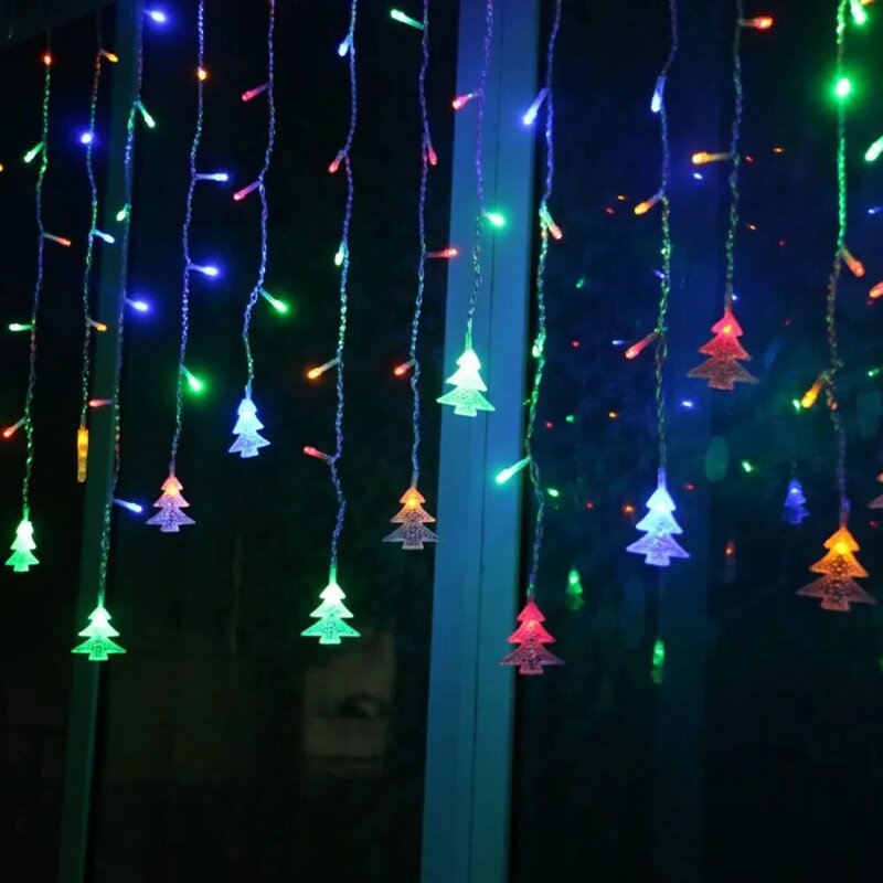 LEDカーテンライトガーランド,妖精,クリスマス,結婚式,家庭,庭,パーティーの装飾,AC 220V, 5m,100led