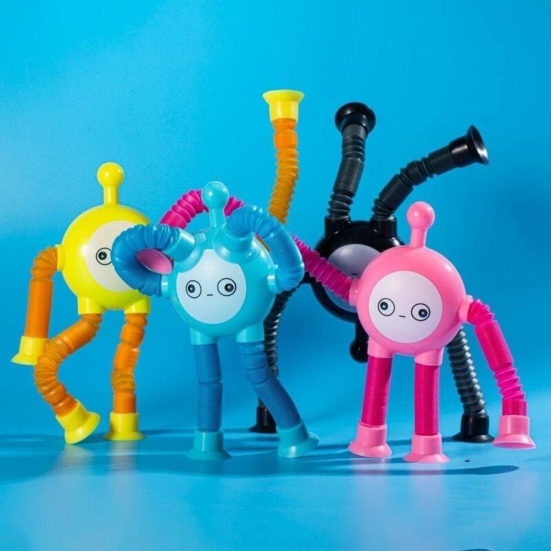 Decompression Telescopic Pop Tube Toy Stress Relief Luminous Sensory Toys Educational Tools Sensory Animal Sucker Toys