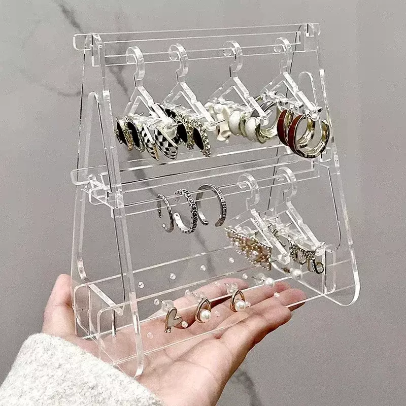8 Buah Gantungan Anting-Anting Kreatif Tampilan Clear Acrylic Organizer Stand Showcase Ear Stud Hanger Bentuk Tabletop Rak Penyimpanan Perhiasan
