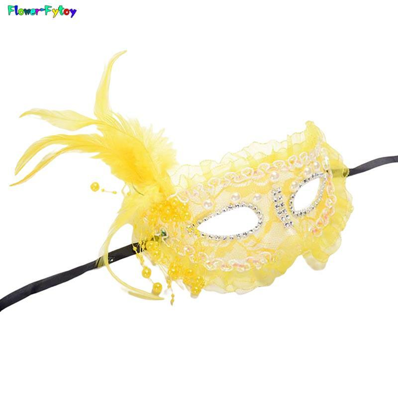 Кружевные маскарадные маски для Хэллоуина Aldult для выпускного вечера принцессы Искусственное перо модный сексуальный карнавал фестиваль костюм женский аксессуар