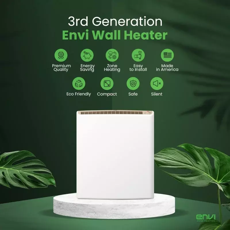 Plug-in Electric Panel Wall Heaters for Indoor Use, Energy Efficient 24/7 Heating w/Safety Sensor Protection, Patented Quiet Fan