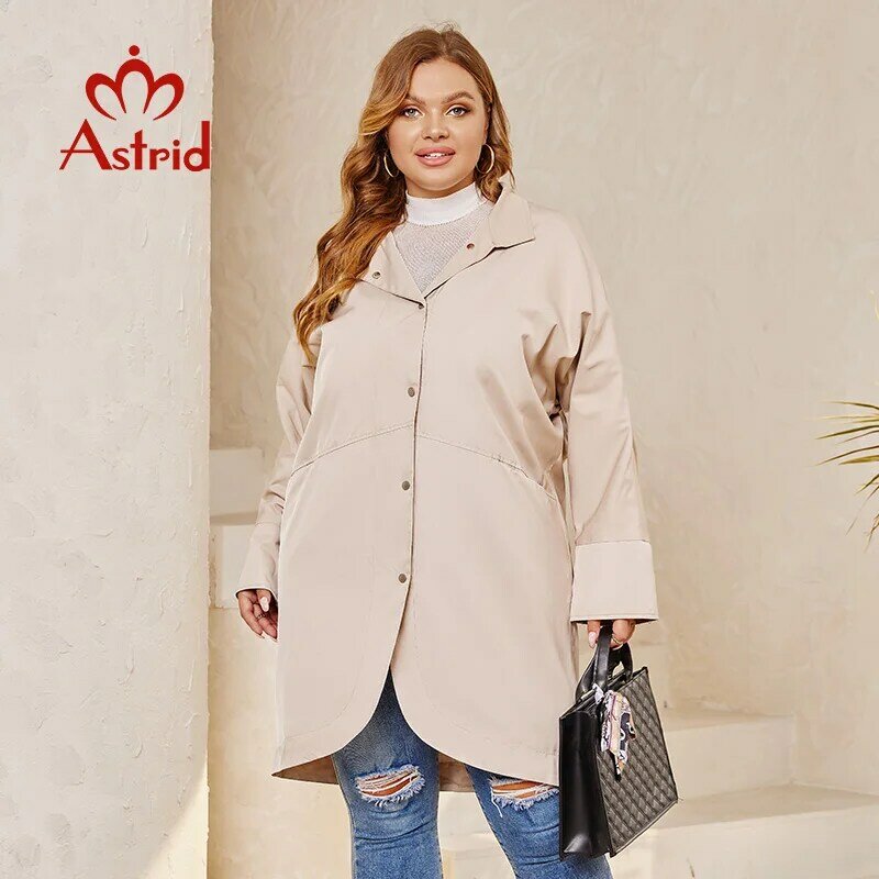 Astrid 2024 wiosna jesień długi damski trencz Plus rozmiar wiatrówka dwurzędowa odzież wierzchnia z paskiem płaszcz damski kurtka