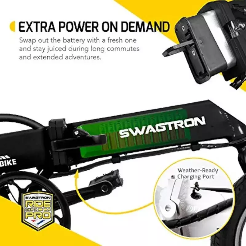 Swagtron Swagcycle EB-5 Lichtgewicht Aluminium Opvouwbare Elektrische Fiets Met Pedalen