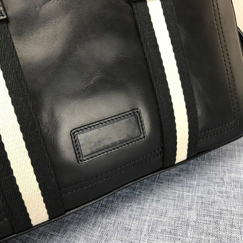 Fashion B Style Briefcase Bag Leather Shoulder Handbag Men's Business Causal Cowhide Large Capacity Document Men Handbag