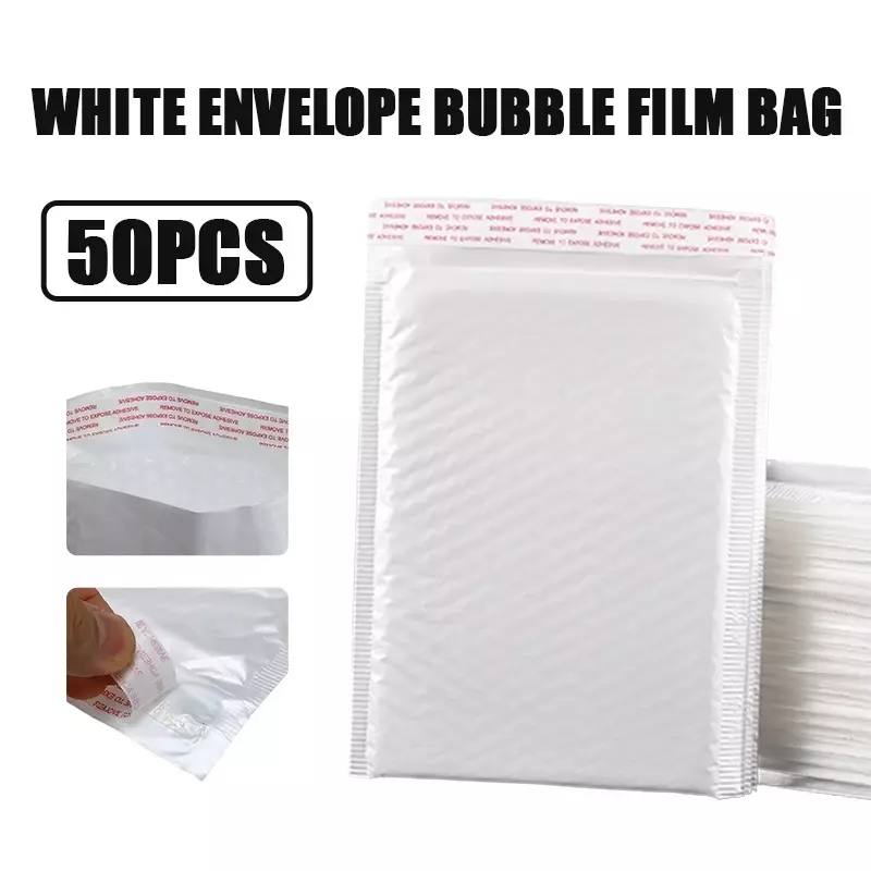 Tas amplop gelembung Film mutiara putih tahan air berbantalan mengirim segel sendiri tas kemasan tas surat gelembung