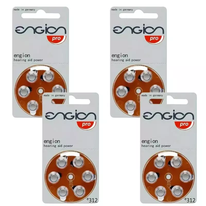 60PCS / 10 Cards Engion A312 Hearing Aid Batteries 1.45V 312 312A A312 PR41 Zinc Air Battery For BTE CIC RIC OE Hearing Aids