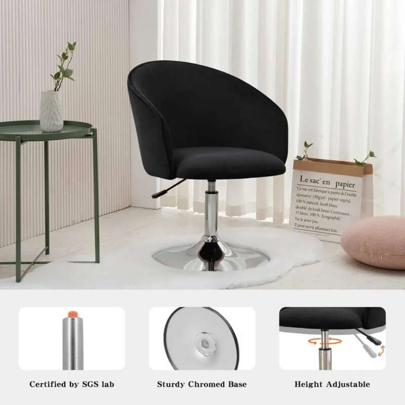 Velvet Height Adjustable Swivel Chair Office Desk Chairs Portable Folding freight free