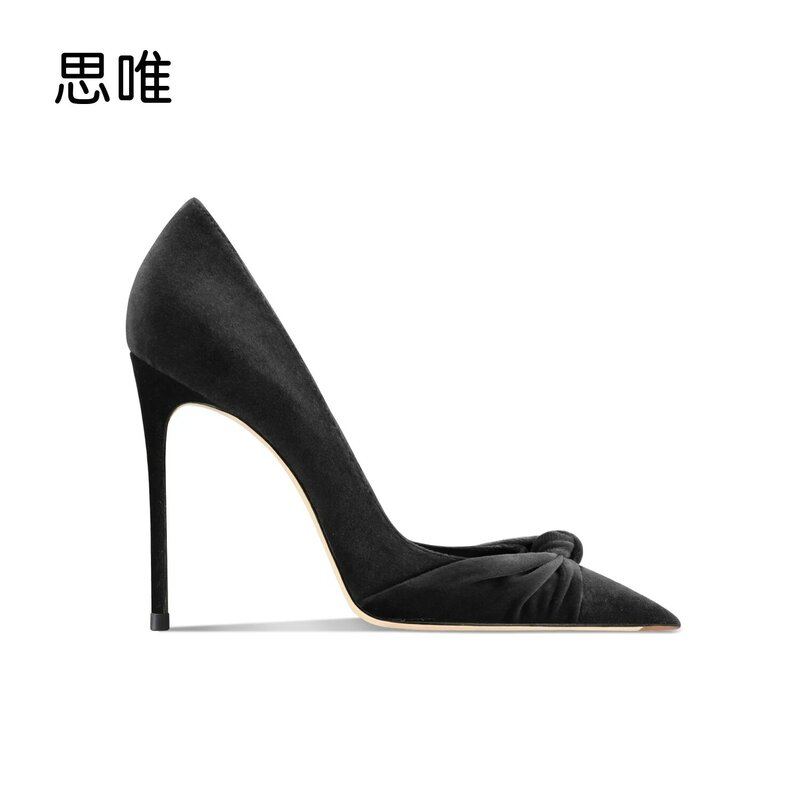 Zapatos de tacón de aguja con punta puntiaguda para mujer, zapatos individuales de lujo, cómodos y elegantes, Sexy, diseño de moda