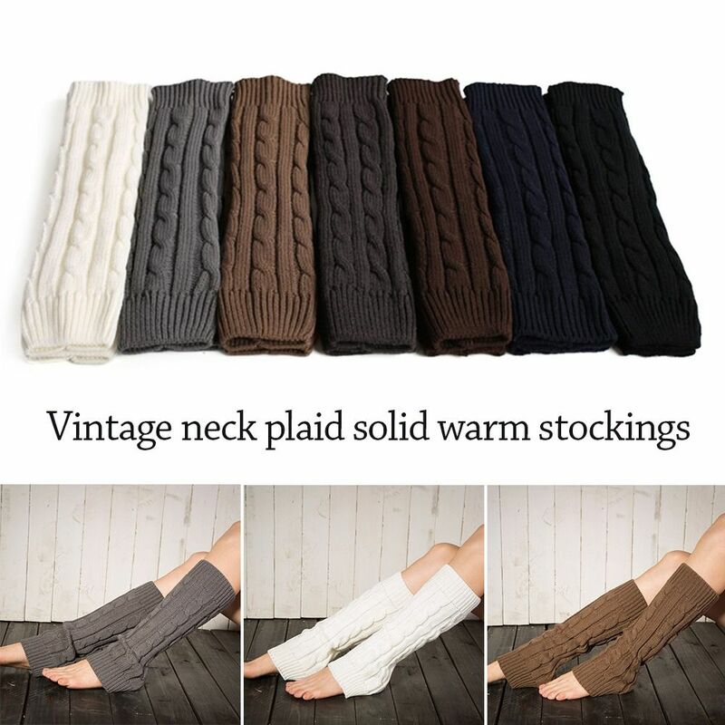 Leggings térmicos de lana de Color sólido, calentadores de piernas, calcetines largos de punto