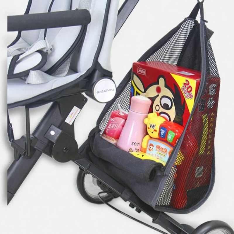 Large Capacity Baby Stroller Net Pocket Pram Buggy Mesh Baby Pram Organizer Solid Color Stroller Accessories