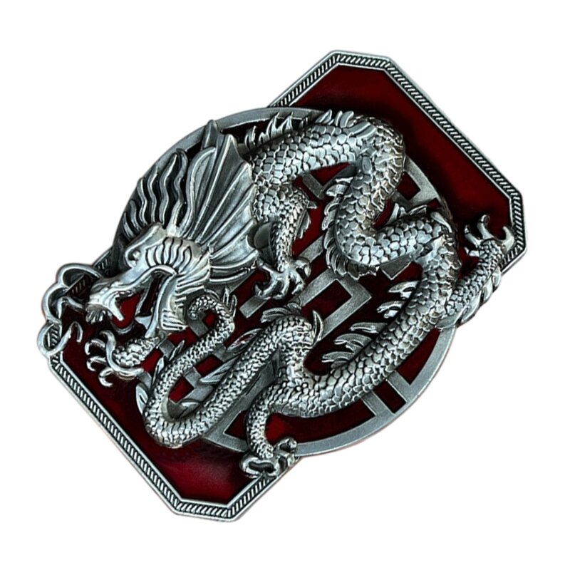 652F Relief Dragon Pattern Belt Buckle Adult Clothing Accessories Western Style Buckle for Adult Waist Belt DIY Supplies