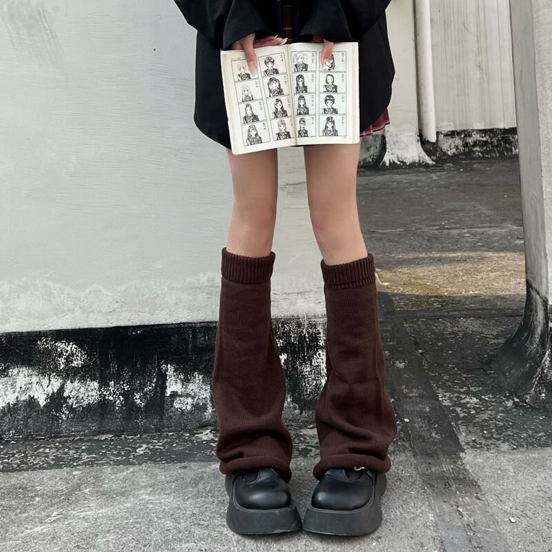 Calentadores de piernas de punto Kawaii de estilo japonés, e-girl, Dark Academia, calcetines largos de invierno, Harajuku, Grunge, Leggings de bota alta hasta la rodilla
