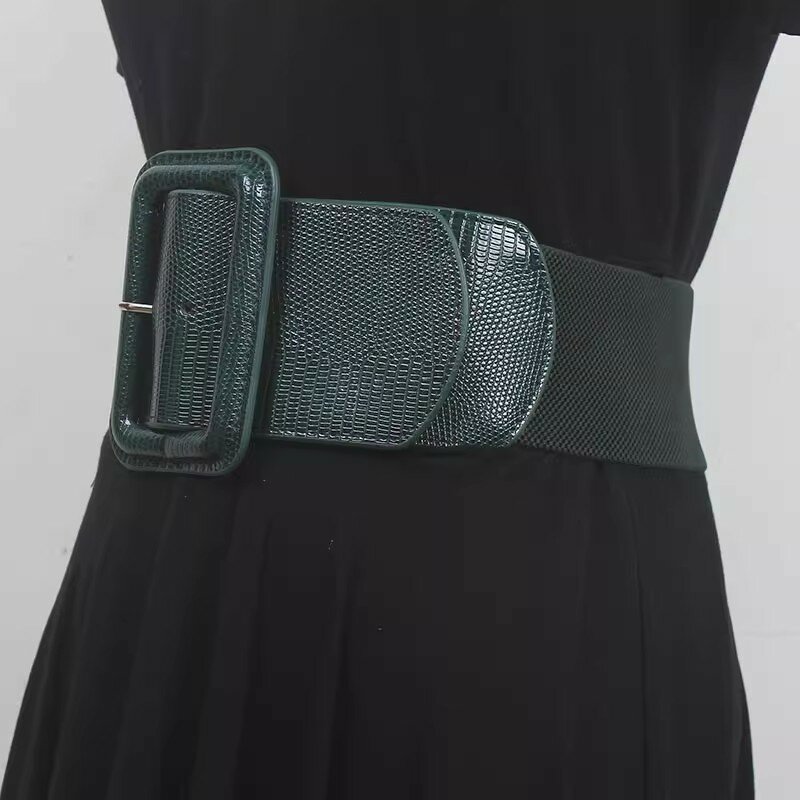 Wanita Runway Fashion elastis kulit PU Cummerbunds gaun wanita korset sabuk pinggang dekorasi sabuk lebar R2522