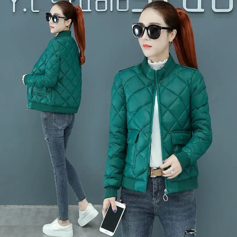 2022 New Autumn Winter Jacket Women Light Thin Down Cotton Coat Korean Version Loose Stand Collar Short Female Overcoat Parka