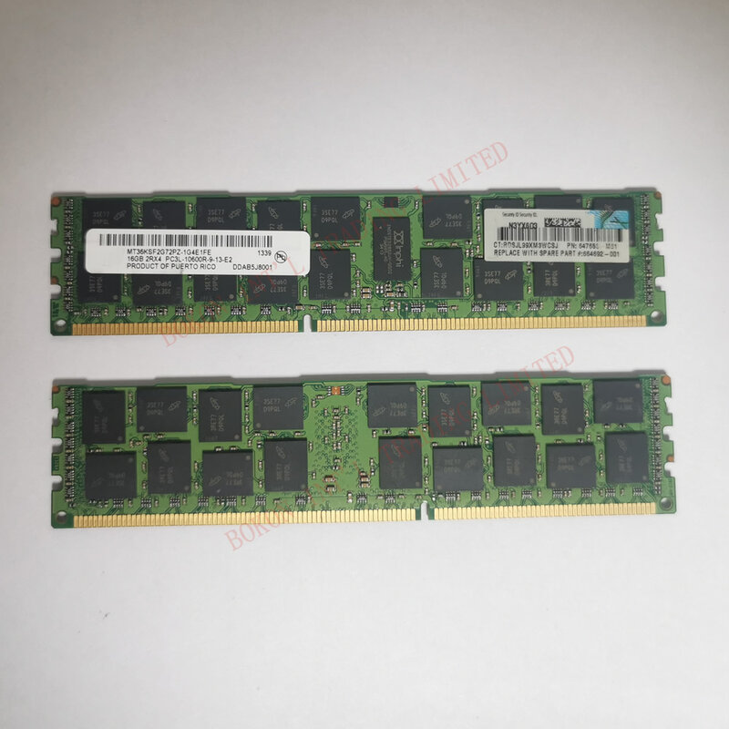 Memória do host do servidor, DDR3 1333 DDR3L, MT36KSF2G72PZ, 1G4E1FE, PC3L-10600R-9-13-E2, PC RAM DDR3 10600, 16GB, 2RX4