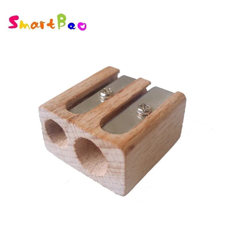 Wooden Double Hole Sharpener Handheld Color Pencils Sharpeners for Diameter 6mm and 10mm