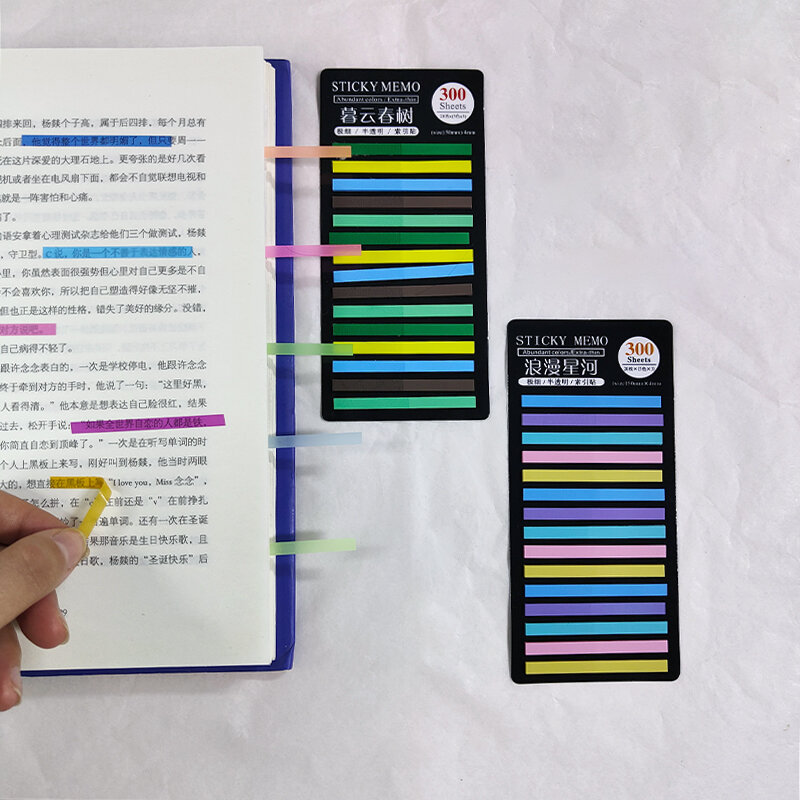 Índice do arco-íris transparente Memo Sticky Notepads, papel adesivo, marcador, material escolar, papelaria, KindFuny, 1800 folhas
