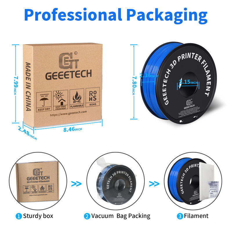 Geeetech  ABS 3D Filament 1.75mm 1KG plastic, 3D Printer Material, Tangle-Free, Non-Toxic, Vacuum Packaging White Blac Redk BLue