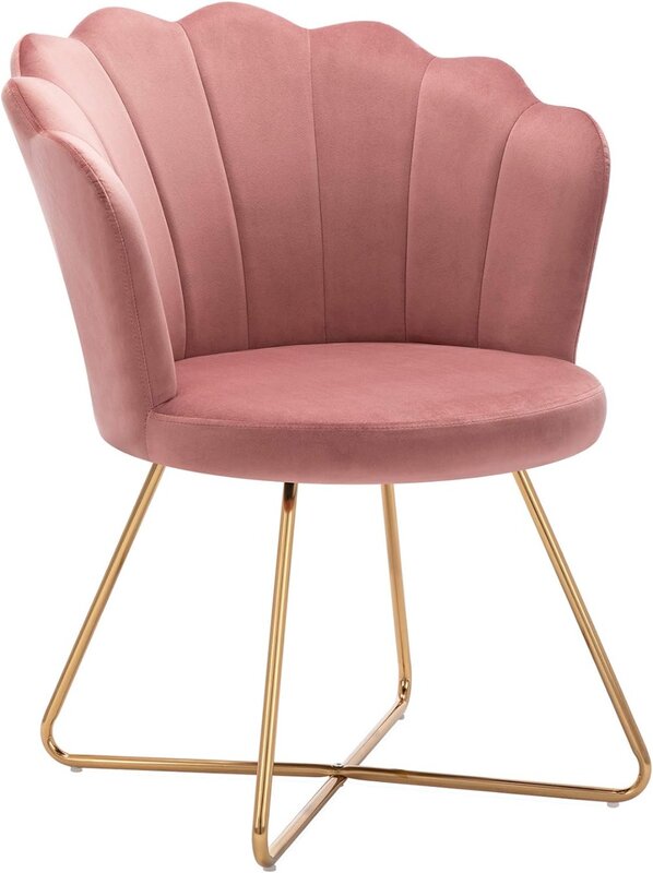 Duhome-Chaise d'appoint en velours doré, chaise de salon en forme de coquille avec dossier pour la salle de maquillage de la chambre à coucher