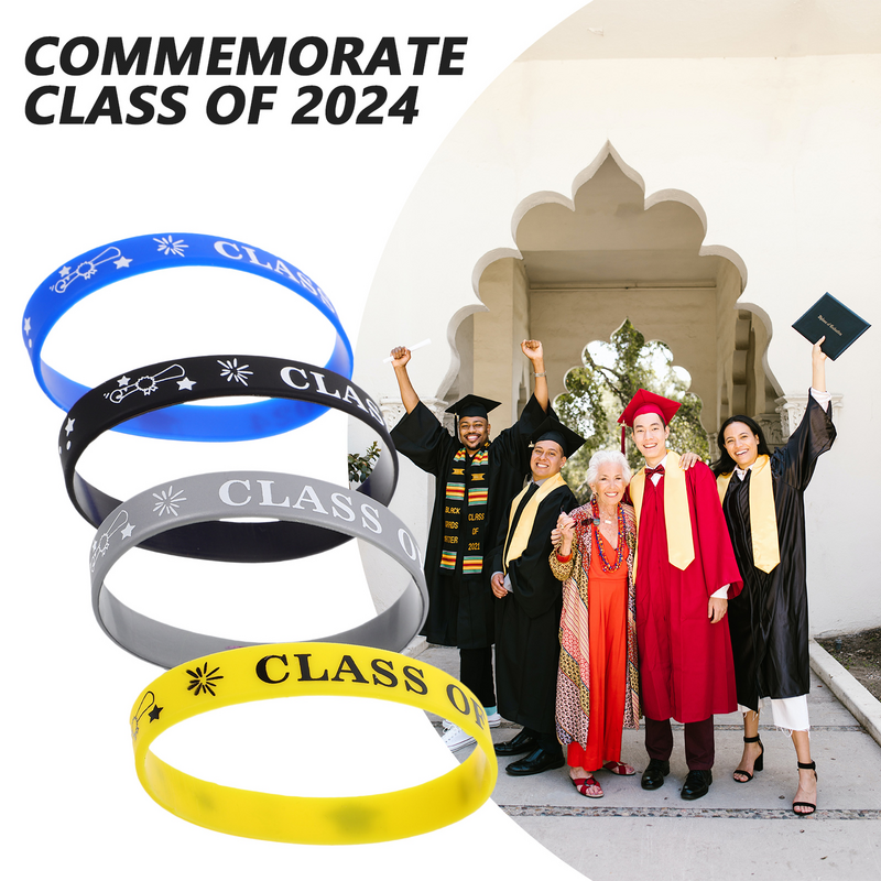 Graduatie Siliconen Armband Leveren Herbruikbare Polsbandje Voor Decoratieve Klasse Van 2024 Graduaties