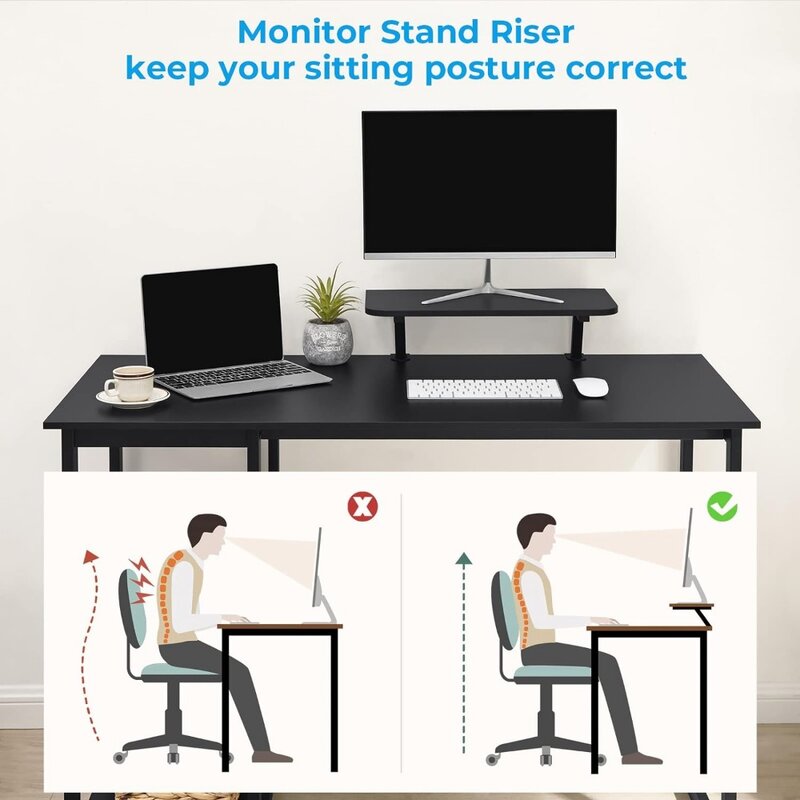 GreenForest-escritorio de oficina para el hogar con soporte para Monitor y estantes de almacenamiento, lado izquierdo o derecho, moderno, 47 pulgadas