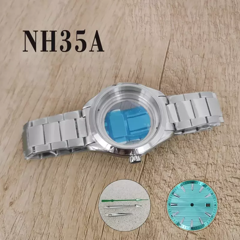 Akcesoria do zegarków Koperta ze stali wzmocnionej szafirowym szkłem 41 mm, pasek, wskaźnik literowy odpowiedni do mechanizmu NH35/36