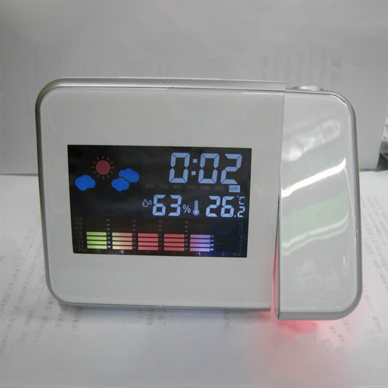 Reloj despertador de proyección con temperatura interior, calendario y luz de repetición, Proyecto Digital, tiempo en la pared, dormitorio, techo LED