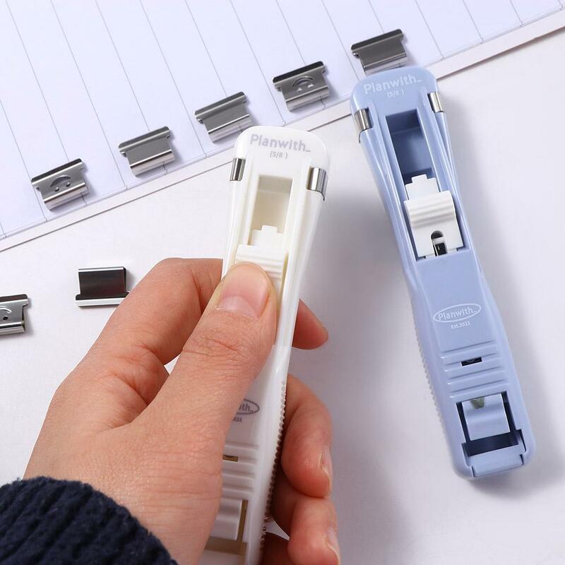 Briefpapier Machine Paperclips Student Tape Dispenser Push Clip Ijzeren Clip Nietjes Nietmachine Push Clip Binder Push Klem