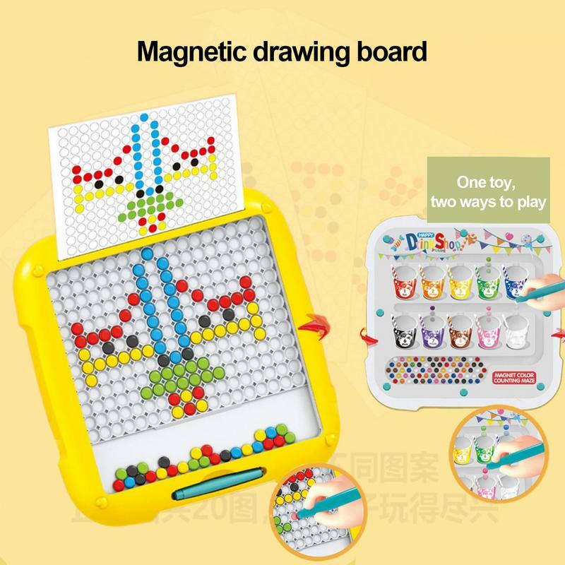 لوحة رسم مغناطيسية للأطفال ، لوحة رسم نقطة مونتيسوري ، ألعاب المهارات الحركية الدقيقة ، أقلام مغناطيسية وخرز للأطفال