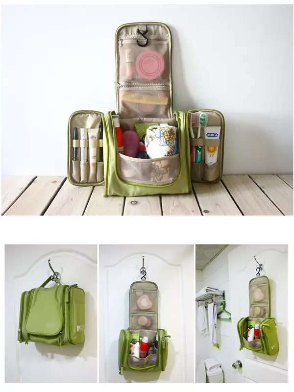 Waterproof Nylon Travel Organizer Bag Unisex Women Cosmetic Bag Hanging Travel Makeup Bags Washing Toiletry Kits Storage Bags