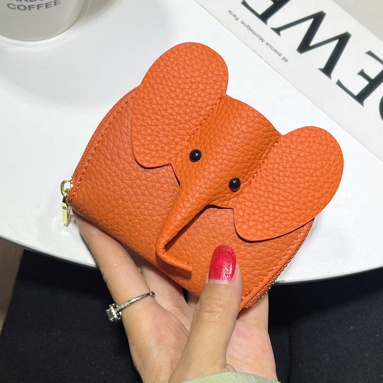 2024 New Ins Cute Card Bag Little Elephant Zipper ID Holders portafoglio portamonete in pelle di mucca fresca e compatta da donna di lusso
