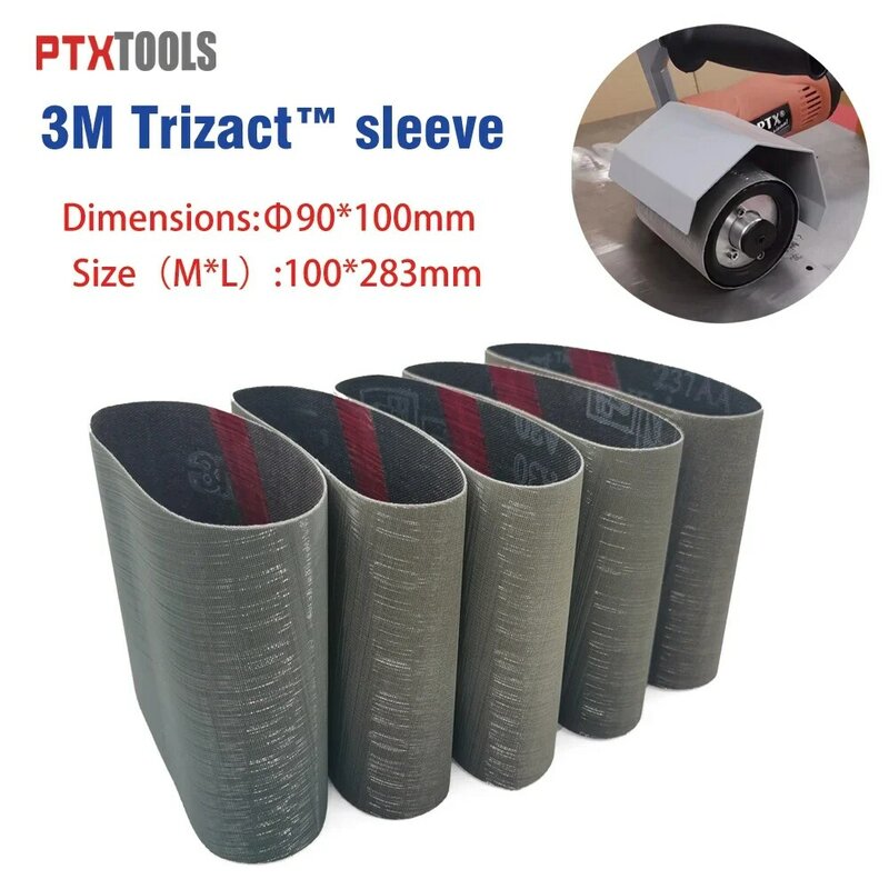 Manchons trizact 237AA 3M pour ponceuse à bande, 100x283mm, pour métal, en liaison avec rouleau d'expansion, 5 pièces