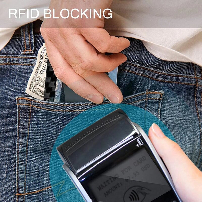Minimalista fino carteira para homem rfid bloqueio titular do cartão de crédito metal alumínio pequenas carteiras cinta de dinheiro porta credencial