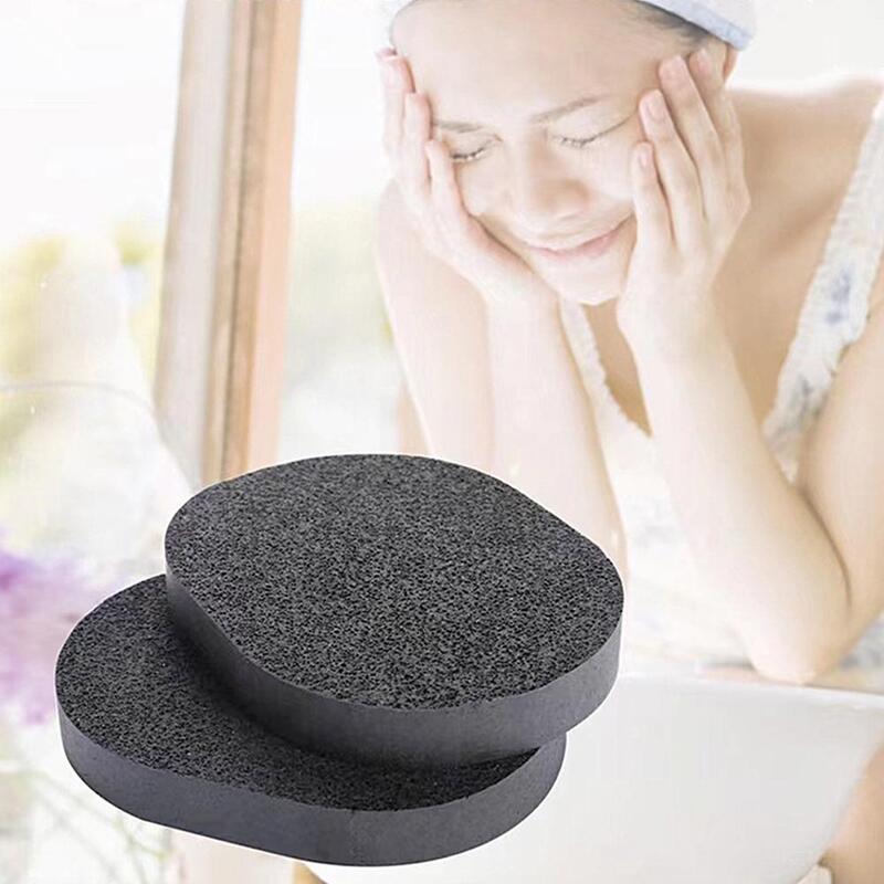 Natural Bamboo Charcoal Face Powder Puff Soft Natural Facial Sponge Wash Bamboo Cleaning Black Cosmetic Puff Beauty S5L9