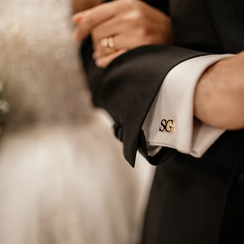 Spersonalizowane nazwa własna spinki do mankietów z pierwszą literą stal nierdzewna Vintage spersonalizowane przypinki ślubne z rękawem koszuli dla mężczyzn