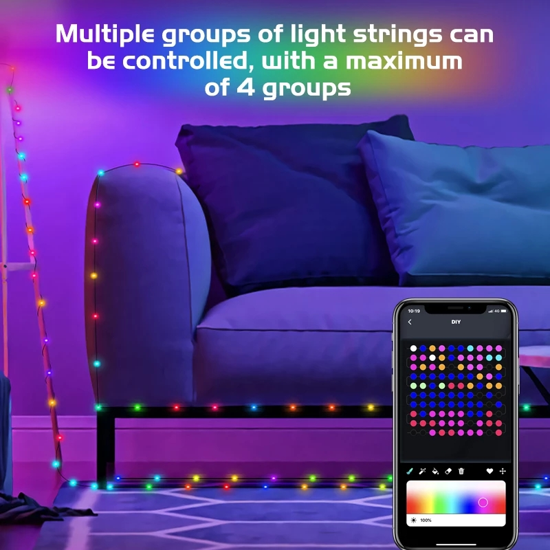200Led RGB Đèn Thông Minh Điều Khiển Bluetooth USB Đèn LED Dây Đèn Ngoài Trời Chống Nước Ứng Dụng Điều Khiển Từ Xa Vòng Hoa Cổ Tích Đèn Trang Trí