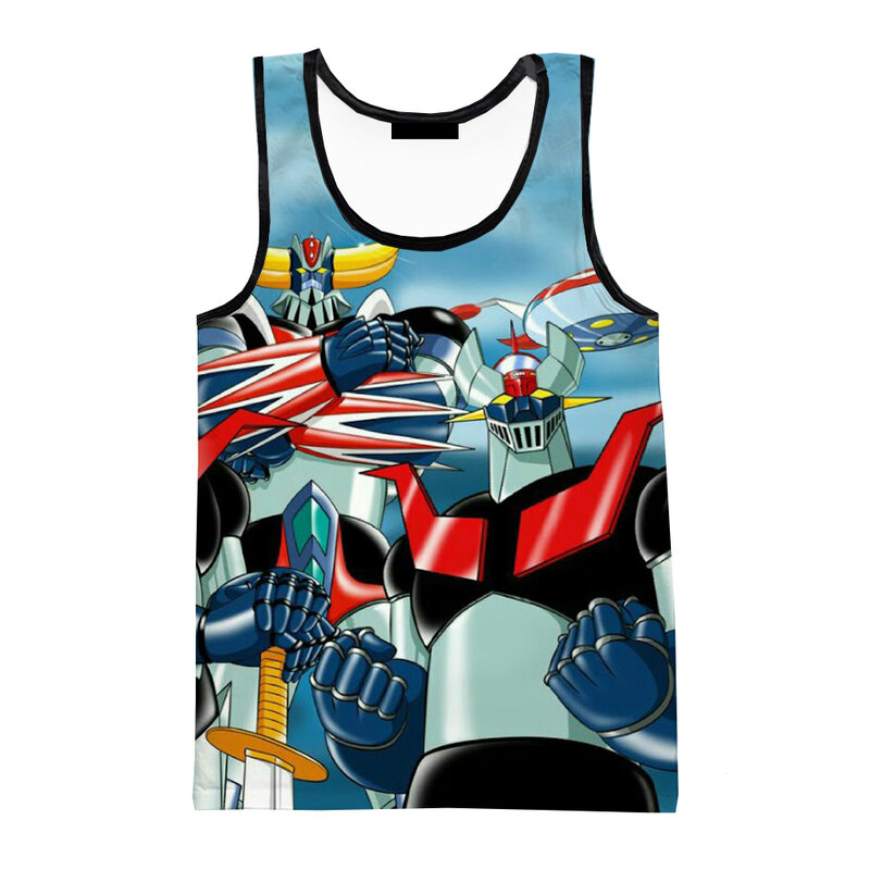 Camiseta sin mangas con estampado 3D de Robot Mazinger Z para hombre y mujer, chaleco de campaña con personalidad, ropa de gimnasio de gran tamaño para verano