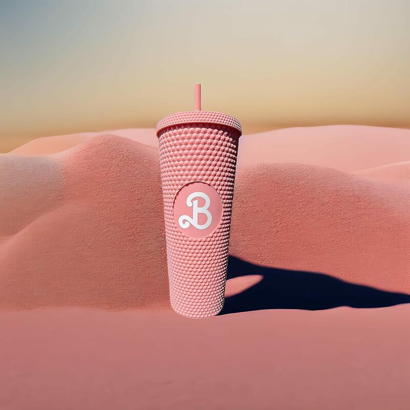 Copos de plástico Studded Tumbler com tampa e palha para mulheres, Reusablec Diamond Cup, Pink Lady, Girl Drinking