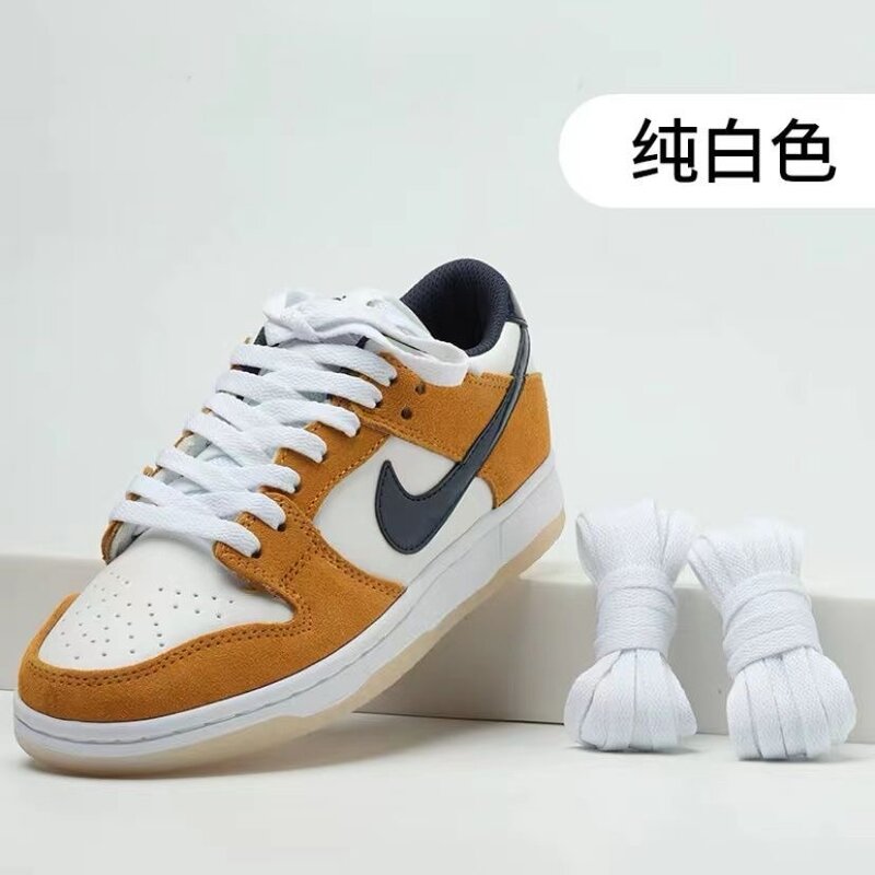 Kualitas tinggi warna Solid menebal datar Dunk tali sepatu untuk Sneakers tinggi kanvas basket OFF-White sepatu aksesoris