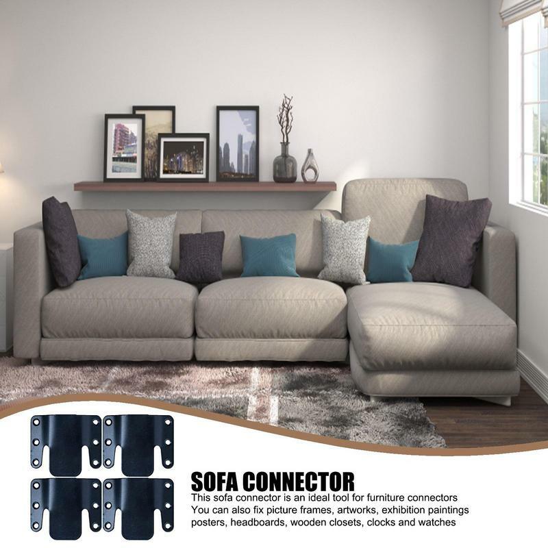 4pcs Universal Sectional Sofa Interlocking Sectional Sofa Connector Sectional Couch Connectors With 24 Screws Household Supply