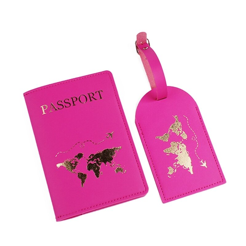 PU Leather Passport Cover Holder Luggage Tag for Women Men Travel Fashion Lover Couple Weddings Gift