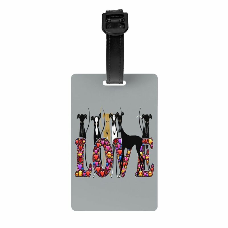 Custom Love Hounds Luggage Tags for Suitcases Cute Greyhound Whippet Sighthound Dog Baggage Tags Privacy Cover ID Label