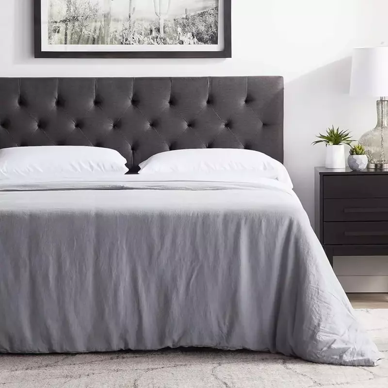 Mid-Rise Upholstered Headboard  Diamond Tufted Easy Assembly Bed Frame or Wall Mount