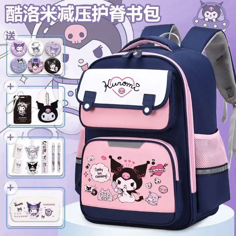 Sanrio tas sekolah anak, ransel anak-anak ringan, pelindung tulang belakang kartun, lucu, tas sekolah pelajar, baru