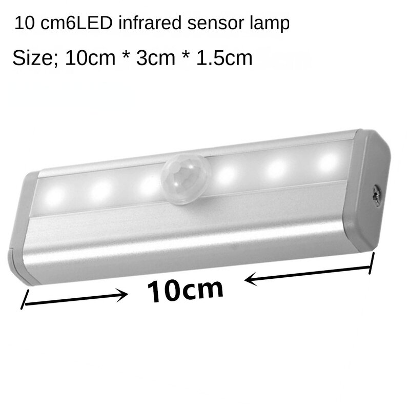Luz de sensor infrarrojo humano 6led, armario, luz de armario, maletero, batería inteligente controlada por luz, pequeña luz nocturna de neón